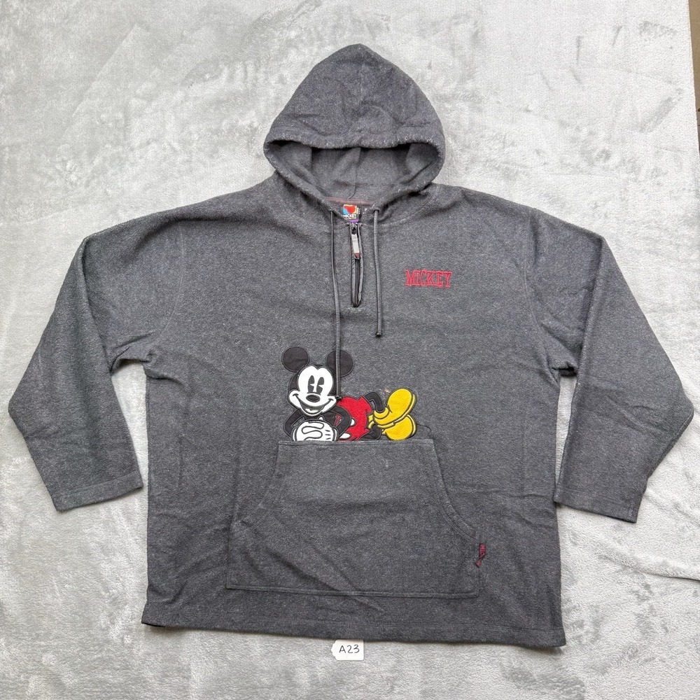 Vintage Mickey Unlimited Woman Embroidered 1/4 Zip Pullover Hoodie Size 26W/28W